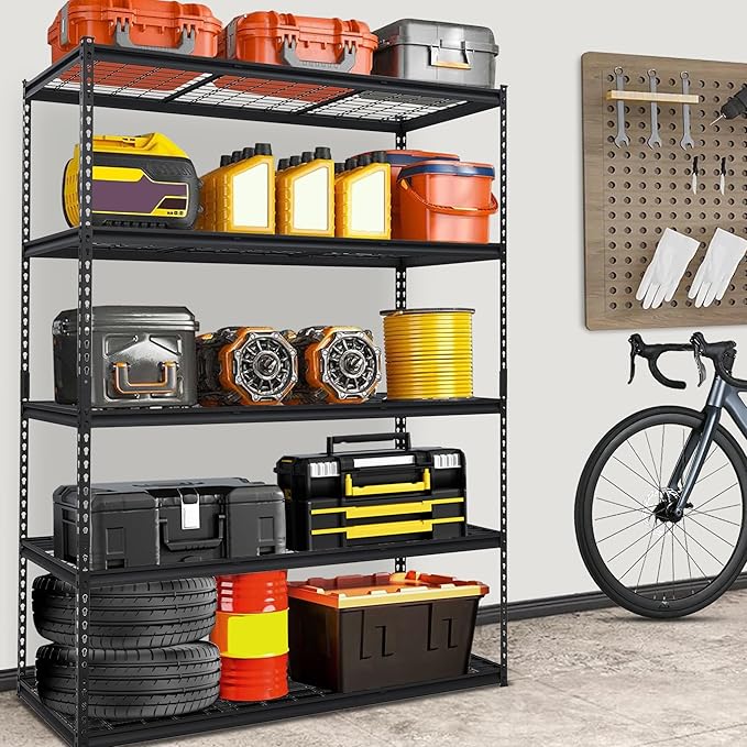 Heavy Duty Storage Shelves 60x24x78 in, 2500Lbs Adjustable Metal Shelving for Garage Organization, Durable Garage Shelving Easy Assemble