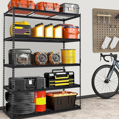 Heavy Duty Storage Shelves 60x24x78 in, 2500Lbs Adjustable Metal Shelving for Garage Organization, Durable Garage Shelving Easy Assemble