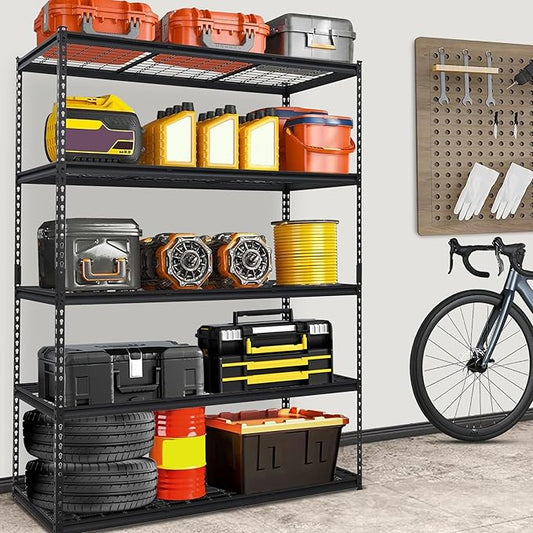 Heavy Duty Storage Shelves 60x24x78 in, 2500Lbs Adjustable Metal Shelving for Garage Organization, Durable Garage Shelving Easy Assemble