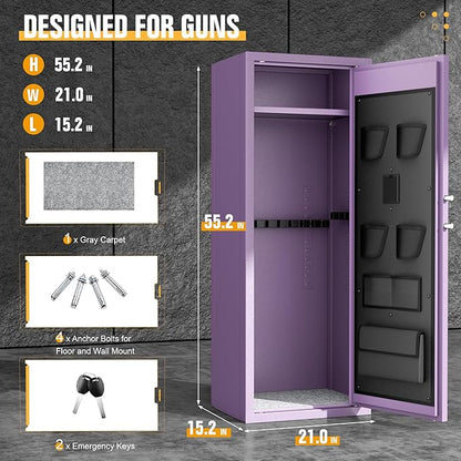 INTERGREAT Purple Gun safes,Rifle Safe,Gun Safes for Home Rifle and Pistols, Long Gun Safe for Rifle Shotgun for Home,Quick Access Rifle Safes,Adjustable Shelves, Easy Assemble (8-12 guns)