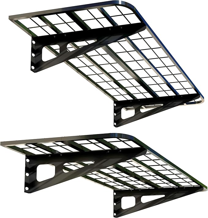 2-Pack 2x4ft Garage Wall Shelving, 2 Shelf Total 8 ft(L) Garage Shelving Wall Mounted – Heavy-Duty Storage Shelves, Perfect for Holding Storage Bins, Sporting Goods, Tools, and More Space-Saving