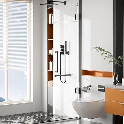 Alise Glass Shelf Brackets 2Pcs, Adjustable Shower Glass Clamps, Heavy Duty Clamp Holder, SUS304 Stainless Steel Brackets for 8-12mm Shower Shelf Bracket and Wall-to-Panel Connection, Brushed Nickel