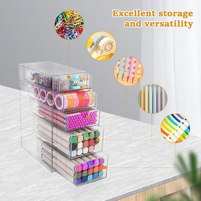 Makeup Organizer, Desk Organizer, Drawer Organizer Makeup Hair Accessories Organizer with 5/6 Sliding Drawers Large Capacity Drawer Storage for Cosmetic Jewelry Pen Stationary (5 layers)
