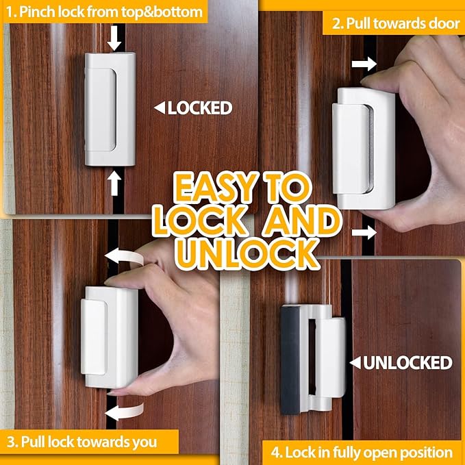 Home Security Door Lock Door Reinforcement Lock Door Locks for Kids Safety Flip Door Lock Latch Childproof Night Lock Door Security Front Door Child Safety Lock High Security Locks for Doors Inside