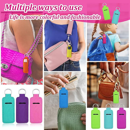 Yisong 40/60/ 80 Pack Lipstick Holder Keychains Bulk Neoprene Lip Balm Holder Keychain Lip Gloss Sleeve Pocket Women Presents