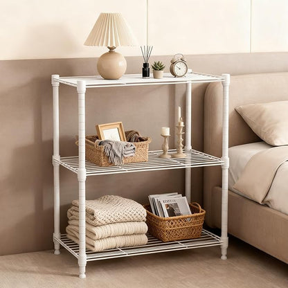 450 lbs Wire Storage Shelving 3-Tier Utility Shelving Unit Steel Organizer Wire Rack for Home,Kitchen,Office,White (11.8" D x 17.7" W x 26.4" H)