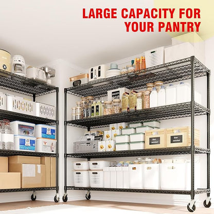 4-Tier Metal Storage Shelving Unit, 2640 Lbs Load Capacity Heavy-Duty Shelf Organizer, Adjustable Wire Rack Shelves for Garage, Pantry & Kitchen, 73.8" h x 59" w x 23.9" d