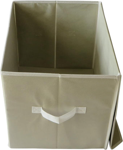 Feline Ruff Large Dog Toys Storage Box. 16" x 12" inch Pet Toy Storage Basket with Lid. Perfect Collapsible Canvas Bin for Cat Toys and Accessories Too! (Tan)