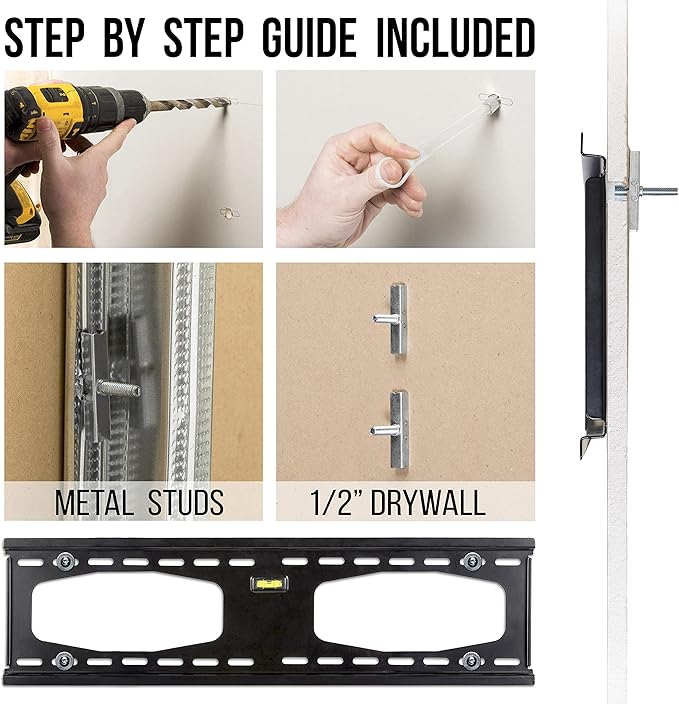 CondoMounts MSK9010 Steel Stud TV Mounting Kit | Wall Mount VESA Mount Screws, Anchors & Titanium Drill Bit | Heavy Duty TV Mounting Hardware Kit Supports 200lbs