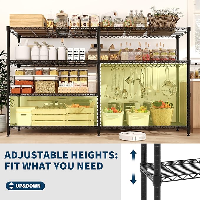 4-Tier Metal Storage Shelves, Adjustable Wire Shelving Unit for Garage, Pantry, Basement & Kitchen, Easy Assembly, 59" w x 13.8" d x 59.5" h, 265 Lbs Per Tier