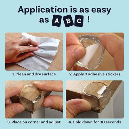 Baby Proofing Corner Protectors Guards - Furniture Edge Protector for Babies & Kids - Safety Guards & Cushions for Table, Desk, Crib, Fireplace, Corners & Edges | Clear, Safe | 12 Bumpers Pack