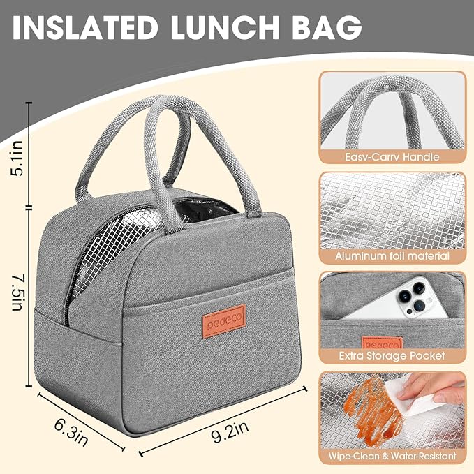 Luch Box Set Stackable Stainless Steel Bento Box with Insulated bag,Leak-Proof,2-Tier Bento box,Lunch Box With Portable Sauce Pod and Cutlery-for Kids/Toddler,Dishwasher Safe,Green