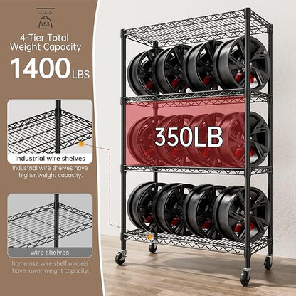 SINGAYE 4 Garage Heavy Duty Shelving Unit Kitchen Pantry Close Home Organizers and Storage Bathroom Shelf Laundry Room Organization Industrial Book Metal Wire Adjustable Shelves