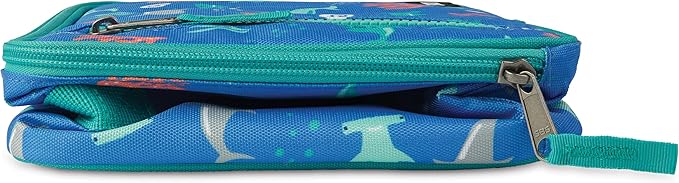 PackIt Freezable Classic Lunch Box, Sea Shark, Built with EcoFreeze® Technology, Collapsible, Reusable, Zip Closure With Zip Front Pocket and Buckle Handle, Designed for Fresh Lunch On the Go