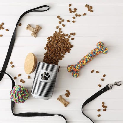 Bone Dry Paw & Patch Ceramic Pet Collection, Treat Canister, 4x6.5, Black,Treat Canister, 4x6.5,5742
