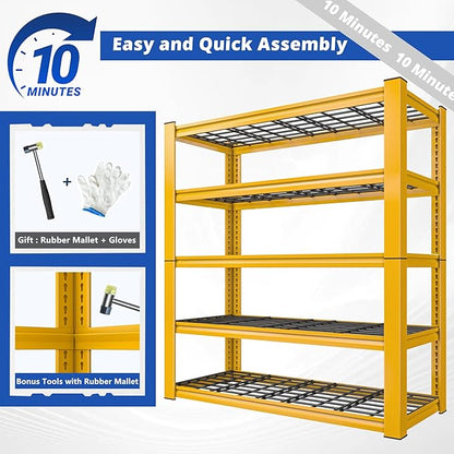 REIBII 72''H Garage Shelving 3010 LBS Storage Shelves Adjustable Metal Shelving 5 Tier Metal Shelves for Storage Industrial Shelf for Kitchen Pantry Warehouse Basement 72" HX35.5 WX16 D, 3 Pack