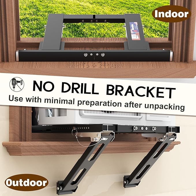 Adjustable Window AC Bracket, Quick Installation in 3minutes Without Drilling, Upgraded Extra Large Adjustment Range, Air Conditioner Support Bracket No Drill w/ Max Load Capacity of 220 lbs