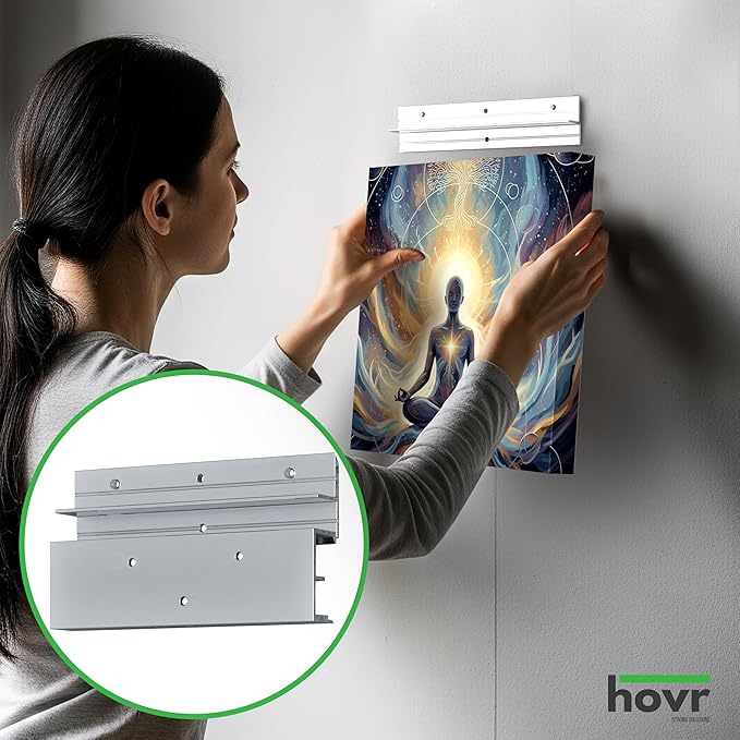 HOVR Solutions 6" Floating Picture Hanging Kit, Heavy Duty French Cleat Hanger, Aircraft Grade Aluminum, 60lb Capacity Picture Frame Mounting Brackets for Wall Décor