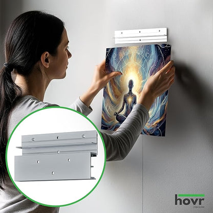 HOVR Solutions 6" Floating Picture Hanging Kit, Heavy Duty French Cleat Hanger, Aircraft Grade Aluminum, 60lb Capacity Picture Frame Mounting Brackets for Wall Décor