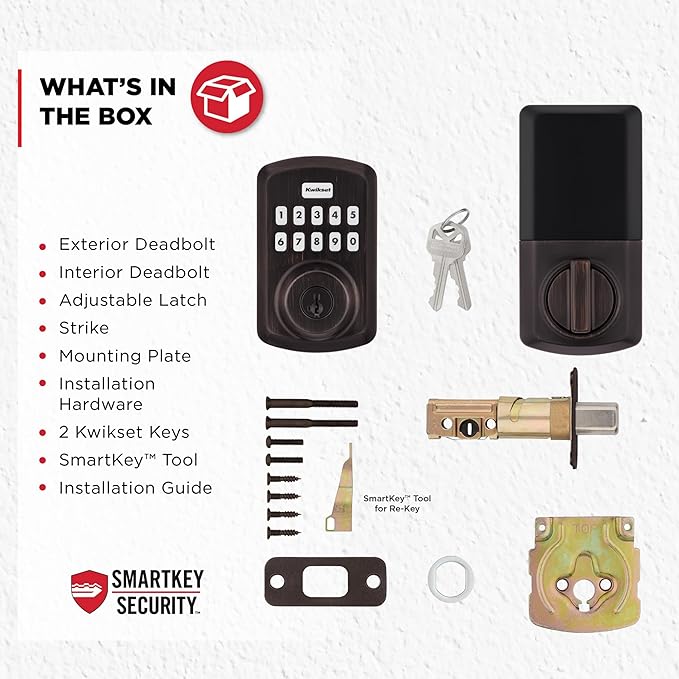 Kwikset Powerbolt 250 10-Button Keypad Venetian Bronze Transitional Electronic Deadbolt Door Lock, Featuring Convenient Keyless Entry, Customizable User Codes and Auto-Locking