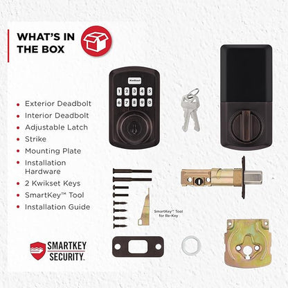 Kwikset Powerbolt 250 10-Button Keypad Venetian Bronze Transitional Electronic Deadbolt Door Lock, Featuring Convenient Keyless Entry, Customizable User Codes and Auto-Locking