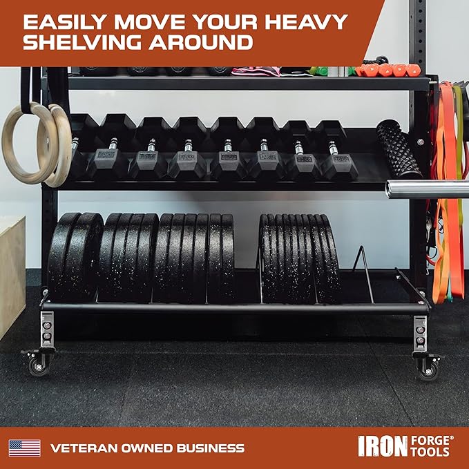 Iron Forge Tools Rolling Storage Rack Caster Wheels Heavy Duty - Set of 4 Locking Caster 3 Inch 1360 lb. Capacity for Boltless Self Locking Shelving Racks, Nylon and Steel Ball Bearing Wheels