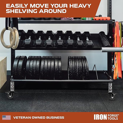 Iron Forge Tools Rolling Storage Rack Caster Wheels Heavy Duty - Set of 4 Locking Caster 3 Inch 1360 lb. Capacity for Boltless Self Locking Shelving Racks, Nylon and Steel Ball Bearing Wheels
