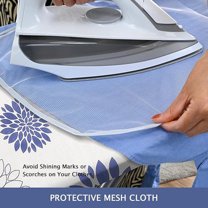 SheeChung Ironing Board Cover and Pad 18“x49”,Thick Scorch Resistant Padding,Heavy Duty Ironing Cover Fits Extra Wide Boards,Elastic Edge & Adjustable Fastener,Silicone Coating,Dahlia
