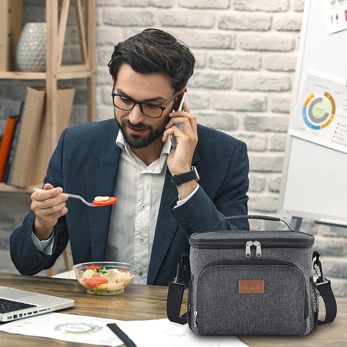 Lifewit Reusable Insulated Lunch Bag, Portable Cooler Freezable Soft Lunchbox Leakproof with Adjustable Shoulder Strap for Men Women Adult for Work Picnic or Travel, 9L 12 Can, Dark Gray