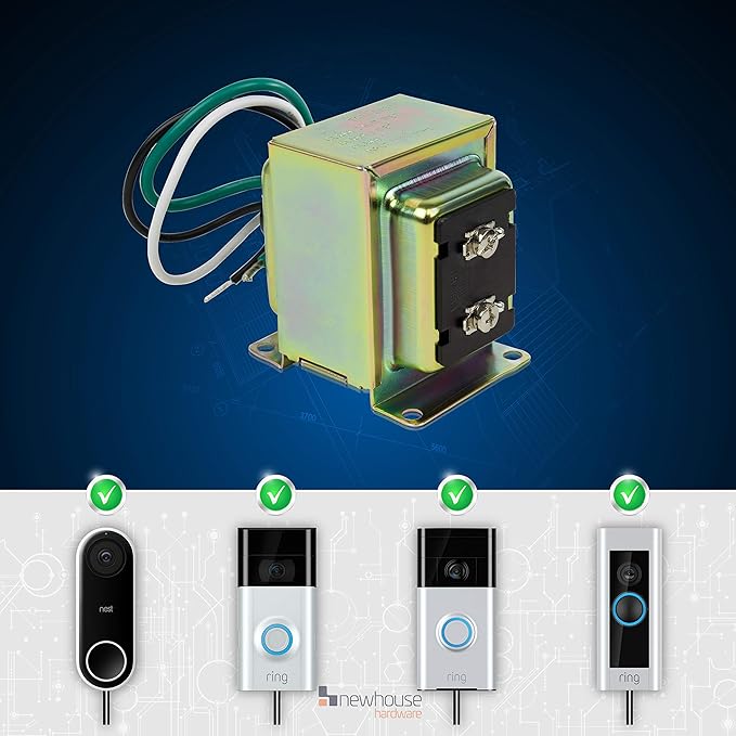 Newhouse Hardware 16V 30VA Door Bell Transformer Compatible with Ring Video Doorbell Pro 30TR, for Wired Chimes