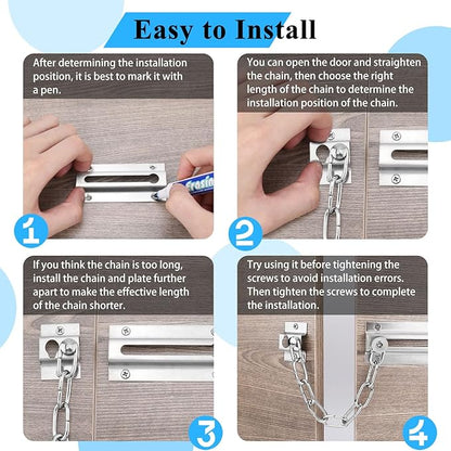 12 Pack Door Chain Lock, Stainless Steel Chain Locks for Inside Door, Premium Thickened with 72 Screws