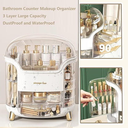 Large Makeup Organizer Countertop Vanity Organizer Cosmetic Organizer Makeup Storage Box Bathroom Counter Organizer Perfume Skincare Organizers Gift Women Girls Clear Design Easy Visibility