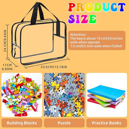 8 Packs XL Toy Storage Bags, Reusable Clear PVC Board Game Storage, Toy Storage Organizer Bags with Zipper for Building Blocks, Puzzle and Handmade Accessories, Clear Toiletry Bag