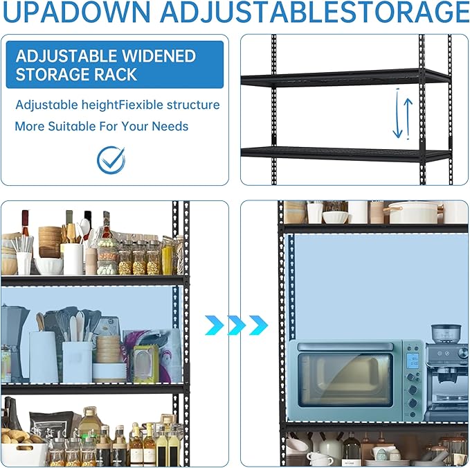 Heavy Duty Storage Shelves 48x24x72 in, 2500Lbs Adjustable Metal Shelving for Garage Organization, Durable Garage Shelving Easy Assemble