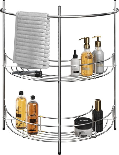 Pedestal Sink Organizer - Compact Under the Sink Rack with 2 Storage Shelves and Towel Holder - Space Saving Bathroom Storage by Lavish Home