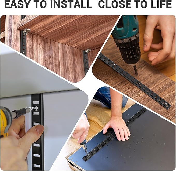 AP Black 8 Pcs 36 Inch Shelf Track Adjustable Shelf Track System Metal Pilaster Strip Shelf Standards