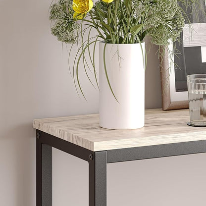 BOFENG Narrow Console Table with Outlet,Thin Sofa Table with Charging Station,41.5 Inch Small Entryway Table,for Hallway,Bedroom,Living Room,Foyer,White Oak