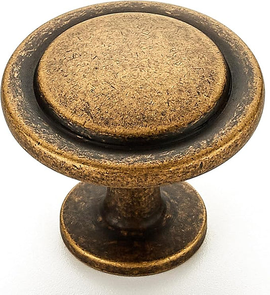 Ravinte 1 Pack 1-1/4 Inch Kitchen Cabinet Knobs Antique Brass Zinc Pulls Door Handles for Dresser Drawers