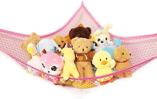 Stuffed Animal Net Toy Hammock, Teddy Bear Hammock, Jumbo Stuffed Animal Storage Net! XWG Pink