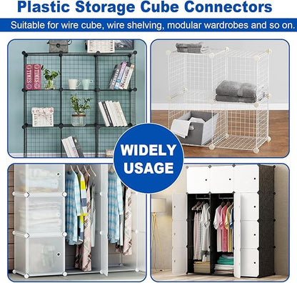Hordion 52pcs Cube Connectors, Wire Grid Cube Organizer Connector Plastic Storage Cube Connectors for Modular Closet Storage Organizer and Wire Shelf, Black