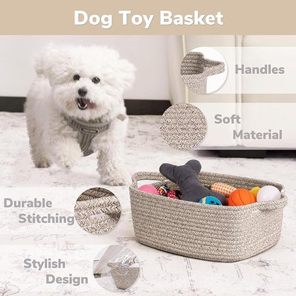 CHICVITA Storage Basket for Gifts, Small Gift Basket for Nursery Toy Organizer, Decorative Cotton Rope Baskets with Handles for Shelves, Closet, 13 x 9.8 x 5 inches, Brown