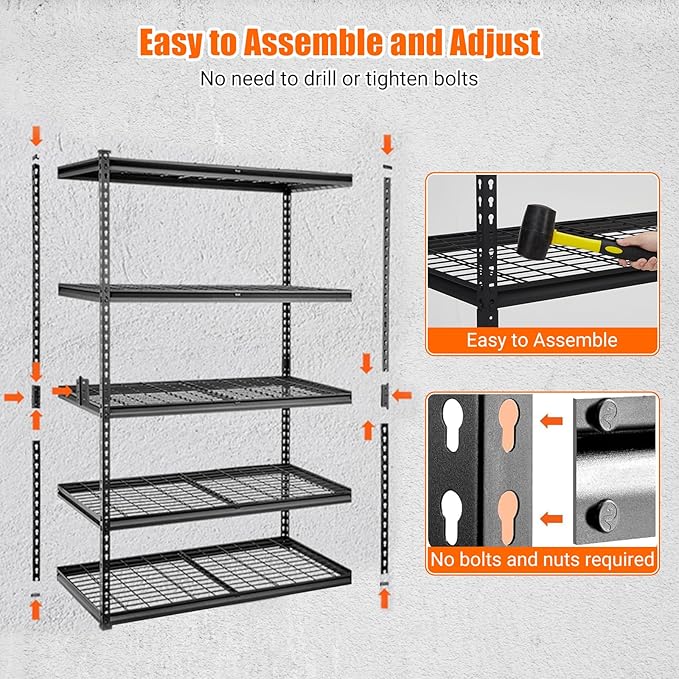 Towallmark Heavy Duty Storage Shelves 60 * 24in - Storage Shelves, Heavy Duty Storage Shelves, Metal Storage Utility Rack Shelf Unit, Easy Assemble Garage Storage Shelving