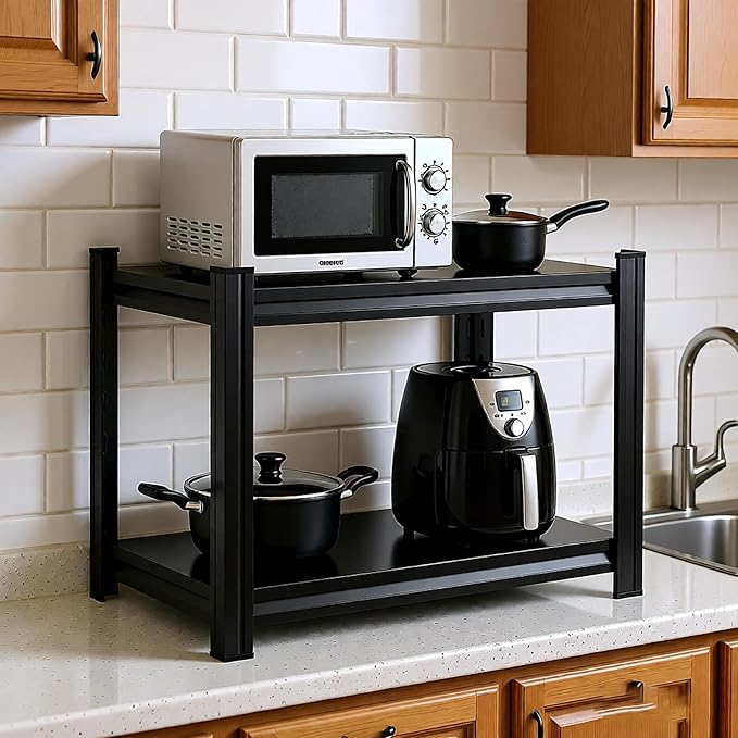 2 Tier Storage Shelves,Metal Shelving Units,Waterproof Bathroom Storage Racks,Double-Layer Adjustable Multi-Purpose Shelves,Suitable for Bathrooms,Kitchen,Garages,Warehouses,and Basements