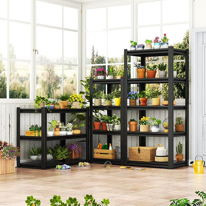 Kitchen Storage Shelves, 44''H*16''W Microwave Stand, Adjustable Metal Shelving, 1600LBS Bakers Rack, Black Kitchen Shelf, 4-Tier Shelving Unit for Bathroom, Pantry, Laundry, Closet, Garage