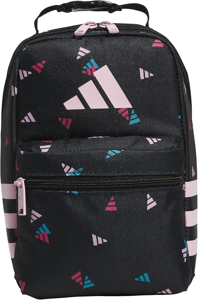 adidas Kids Santiago Lunch Bag – Insulated Cooler Lunchbox for Girls & Boys, 8L, Meadow Floral Black/Black/White/3, One Size