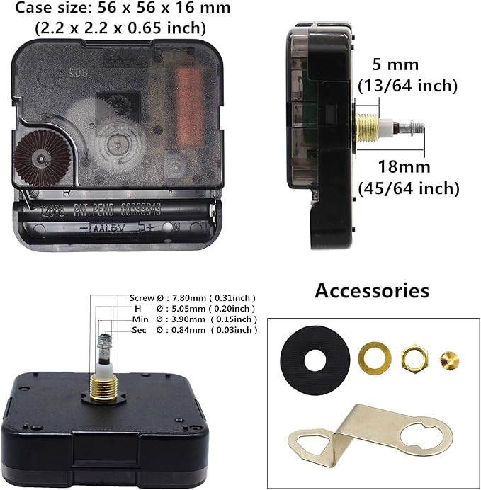 TIKROUND Include Hands Quartz DIY 12888 Wall Clock Movement Mechanism Battery Operated DIY Repair Parts Replacement