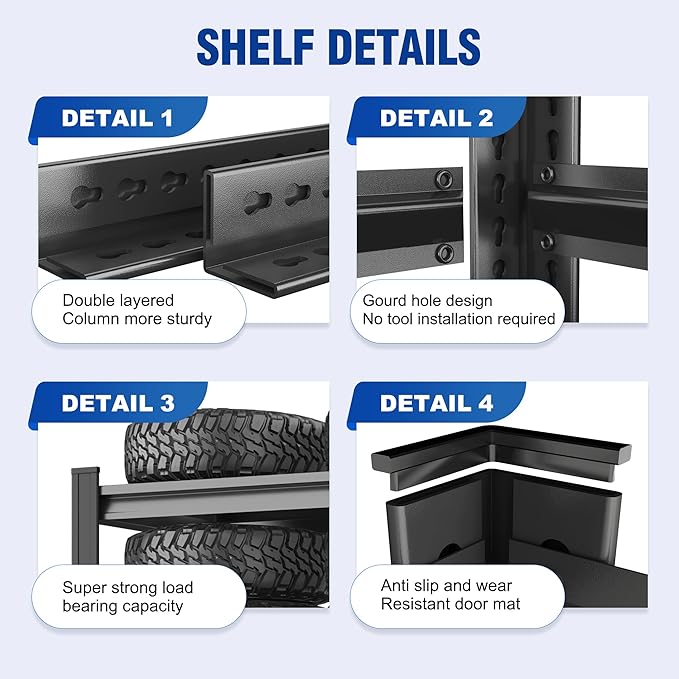 Garage Shelving Heavy Duty Adjustable Storage Shelves Unit,Metal Utility Rack Shelf for Industries, Warehouses, Basement (3-Tier 31.5" Hx23.6 Wx13.8 D)