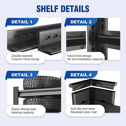 Metal Garage Shelving Unit，Adjustable Metal Rack with 5 Heavy-Duty Units, Suitable for Home Garages, Kitchens, Pantry, and Bookshelves (63" H x 23.6" W x 13.8" D)