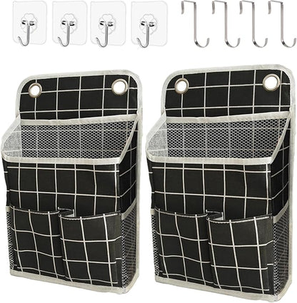 Hanging Basket for Organizing, Wall Organizer with Pockets and Over The Door Organizer，Can for Home, Closet, Office and Camper (Black Grid2)