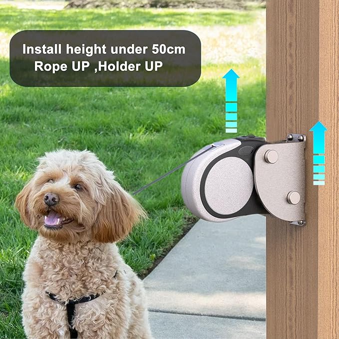 Heavy Duty Retractable Leash Wall Mount,Secure Dog Parking Station for Hands-Free Convenience,Rustproof&Chewproof Tie Out Hook,Indoor-Outdoor Safety Anchor for All Dog Sizes